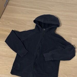 Black Zip-Up Hoodie Sweatshirt in good condition